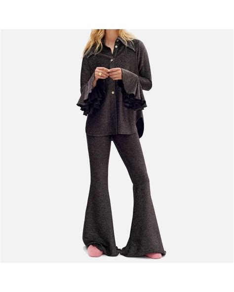 Sleeper Cosmos Sparkling Lurex Lounge Suit In Black Lyst