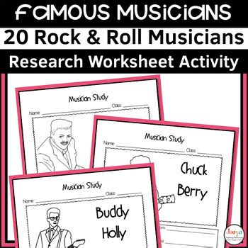 Famous Rock Roll Musicians Music Research Worksheets For Rock Musicians