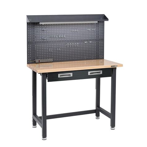 Seville Classics 48 In W X 24 In D X 65 5 In H Ultragraphite Workbench With Pegboard And Led