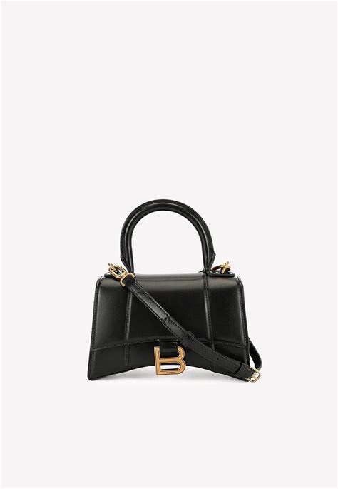 Balenciaga Xs Hourglass Leather Crossbody Bag In Black Lyst Canada