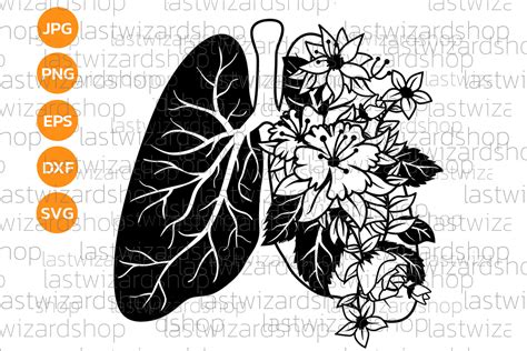 Floral Lungs Svg Human Lung Silhouette Graphic By Lastwizard Shop