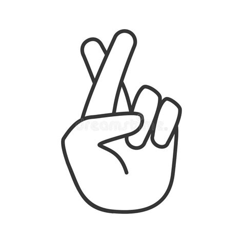 Fingers Crossed Gesture Line Vector Icon Stock Vector Illustration Of