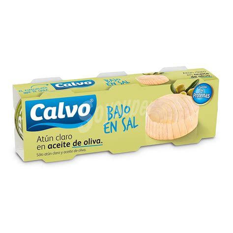 Calvo Atún claro en aceite de oliva bajo en sal Pack 3 latas x 52 g