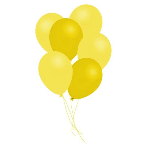 A Bunch Of Yellow Balloons Floating On Top Of Each Other In The Shape