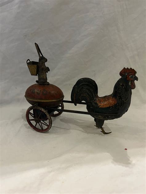 Lehmann Wind Up Toy Early Th Century Epl Duo Rooster Rabbit