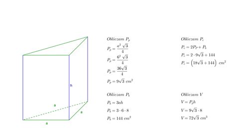 Oblicz Pole Powierzchni I Objętość Graniastosłupa Prawidłowego