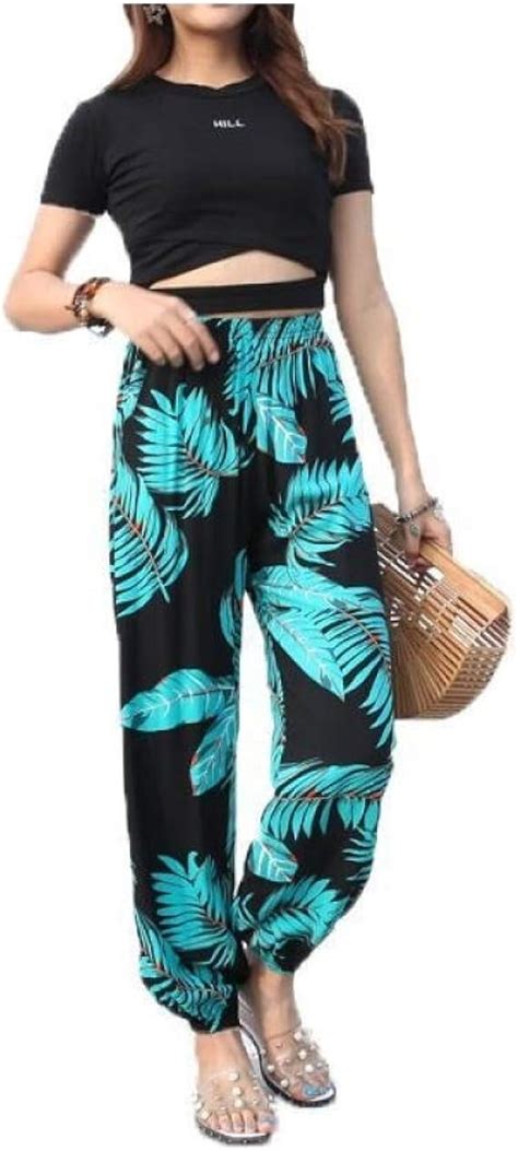 Pantalones Harem Flojos De Verano Para Mujer Bolsillos Impresos Boho