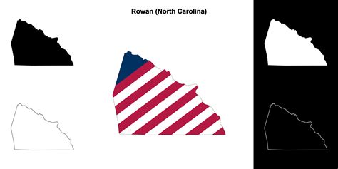 Rowan County North Carolina Outline Map Set Vector Art At