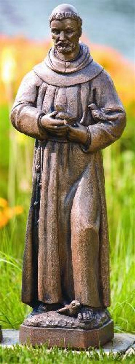 Handcrafted Saint Francis With Birds Cement Outdoor Statue St Jude