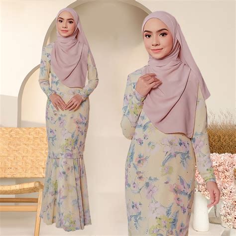 Baju Kurung Moden Baju Kebarung Labuh Kurung Kedah Sulam Floral Kurung