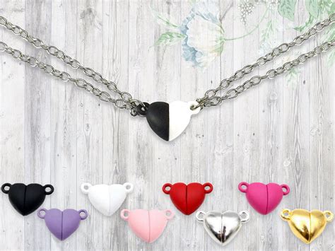 2 Couples Or Best Friends Magnetic Heart Necklace Set Magnet Etsy