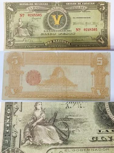 Billete Antiguo Yucat N Pesos Oro Nacional Revoluci N