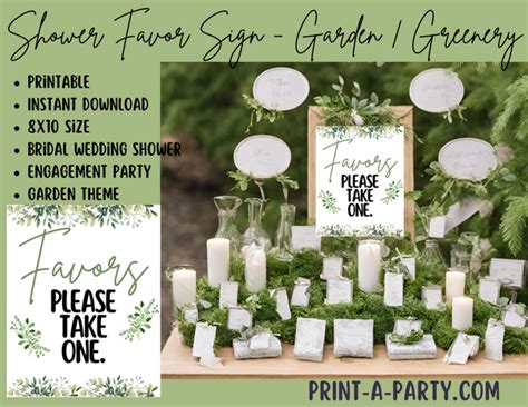 Favors Sign Garden Greenery Theme Engagement Party Favors Bridal