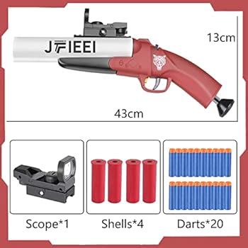 Jfieei Double Barrel Shotgun Shell Ejecting Toy Nerf Gun Soft Bullet