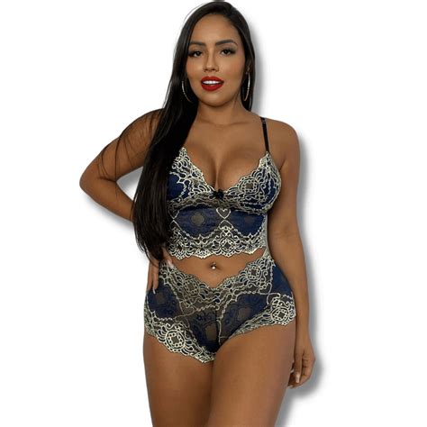 Conjunto Lingerie Gloss Em Renda Sem Bojo