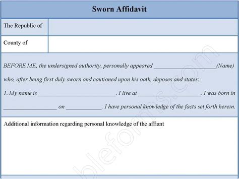 Sworn Affidavit Fillable Pdf Form Editable Pdf Forms