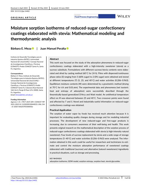 Moisture Sorption Isotherms Of Reducedsugar Confectionery Coatings