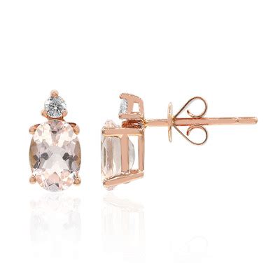 Schicke Ovale Morganit Diamant Ohrringe Aus K Rose Gold Ct