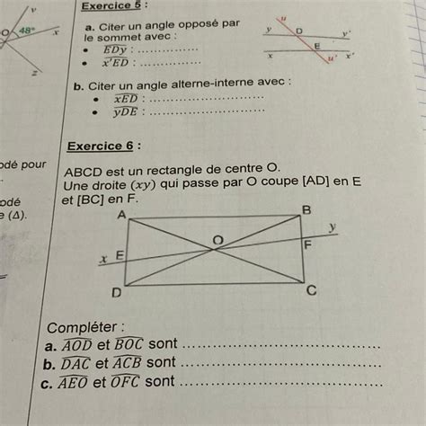 Exercice 6 ABCD Est Un Rectangle De Centre O Une Droite Xy Qui