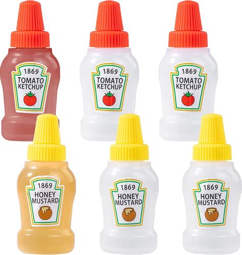 25ml Mini Condiment Squeeze Bottle Honey Squeezable Jar 6 Pack Ketchup