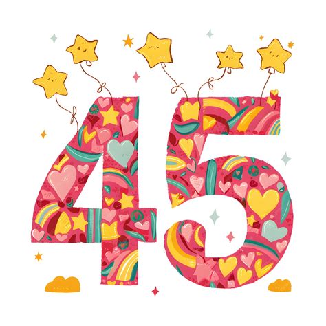 Premium Vector Numeric Digit 45 Vector Illustration Typography Of