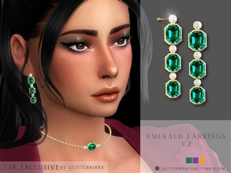 Glitterberryfly S Emerald Earrings V Emerald Earrings Sims Sims