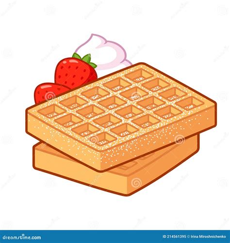 Cartoon Belgian Waffles Drawing Vector Illustration