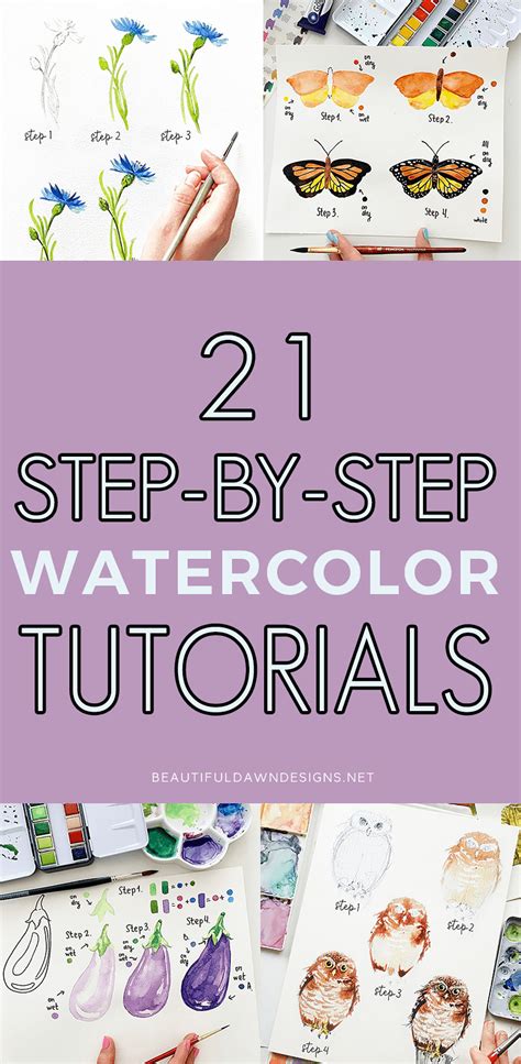 21 Easy Step By Step Watercolor Tutorials For Beginners Artofit