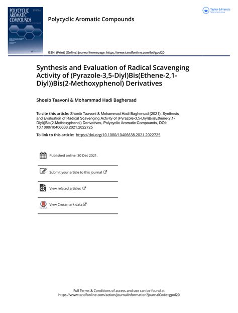 PDF Synthesis And Evaluation Of Radical Scavenging Activity Of