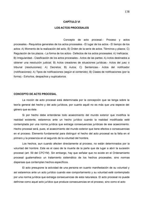 Actos Procesales CAPÍTULO VI LOS ACTOS PROCESALES Concepto de acto