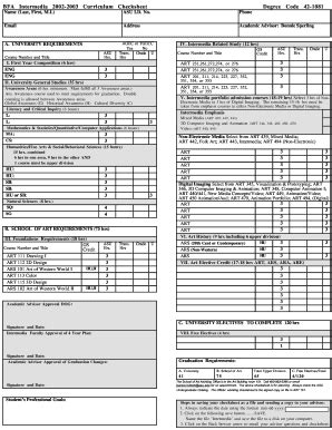 Fillable Online Asu Bfa Intermedia Curriculum Checksheet