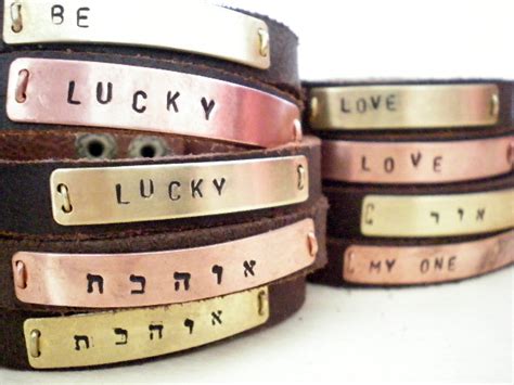 Unisex Custom Hand Stamped Jewelry Personalized Leather Cuff Bracelet On Luulla