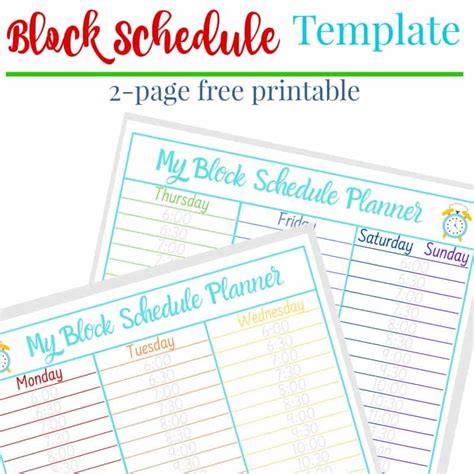 Block Schedule Template - Organized 31