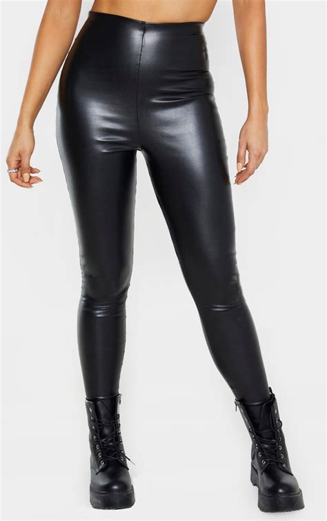 Tall Black Faux Leather High Waisted Legging Prettylittlething Usa