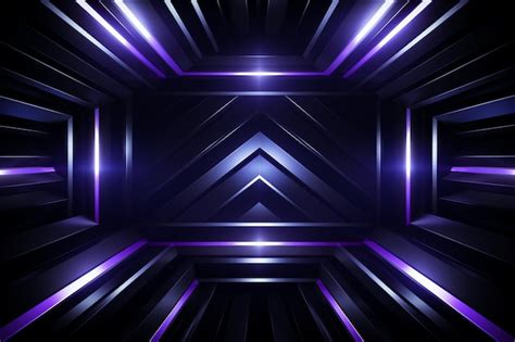 Abstract Geometric Blue And Purple Neon Background Premium Ai Generated Image