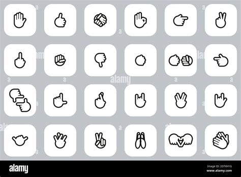 Señales de mano y gestos de manos iconos Blanco y negro plano Diseño