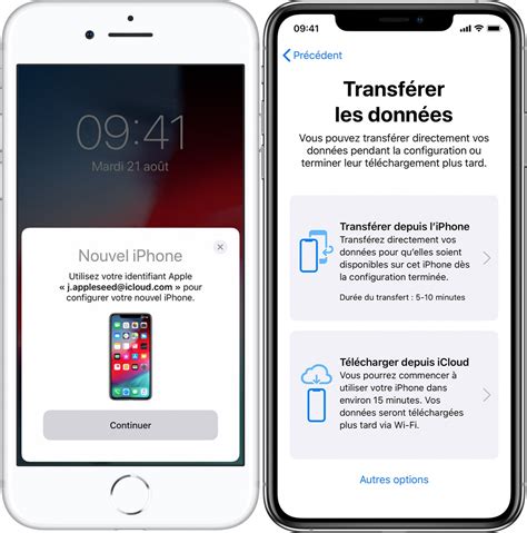 Ios Apple D Taille Le Transfert De Donn Es Entre Deux Iphone