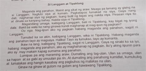 Tanong 1 Batay Sa Kwento Anong Pagpapahalaga Mayroon Si Tipaklong At