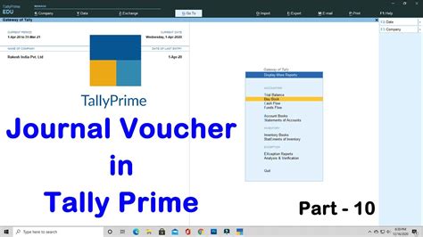 Journal Voucher In Tally Prime Journal Voucher Entry In Tally Prime Tally Prime Voucher S