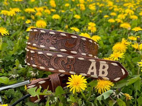 Personalized Hand Tooled Full Grain Leather Western Belt Etsy