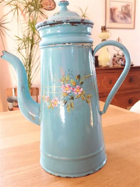 Ancienne Cafeti Re En T Le Maill E Decor De Fleurs En Relief Eur