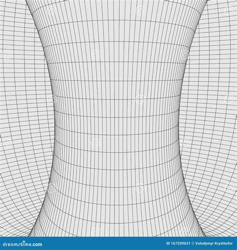 Vortex Vectorperspectief Gebogen Raster Abstracte Tunnel Van Wireframe