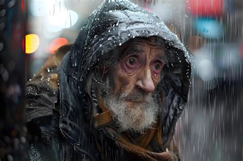 Premium Photo Portrait Of A Weathered Elderly Man In Wornout Clothing