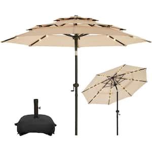 Pasamic Ft Tiers Aluminum Solar Led Market Umbrella Outdoor Patio