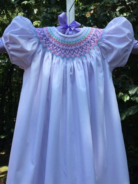 Lavendermulti Colored Hand Smocked Bishop Dress Etsy