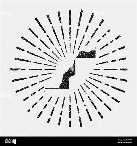 Vintage Map Of Western Sahara Grunge Sunburst Around The Country