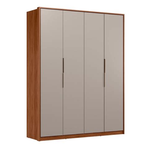 Guarda Roupa Casal Attore 4 Portas 3 Gavetas Nogueira Touch Nude Prime Tx Demóbile