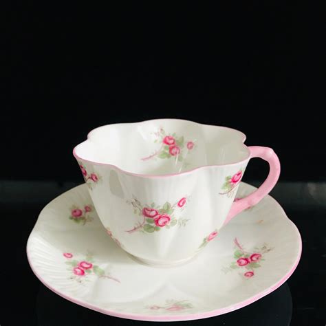 Shelley Tea Cup And Saucer England Fine Bone China English Pink And