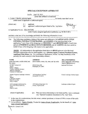 Fillable Online Ldsnet Fairfaxcounty SPECIAL EXCEPTION AFFIDAVIT