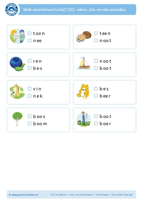 Welk Woord Hoort Erbij 10 Mkm Km En Mk Woorden